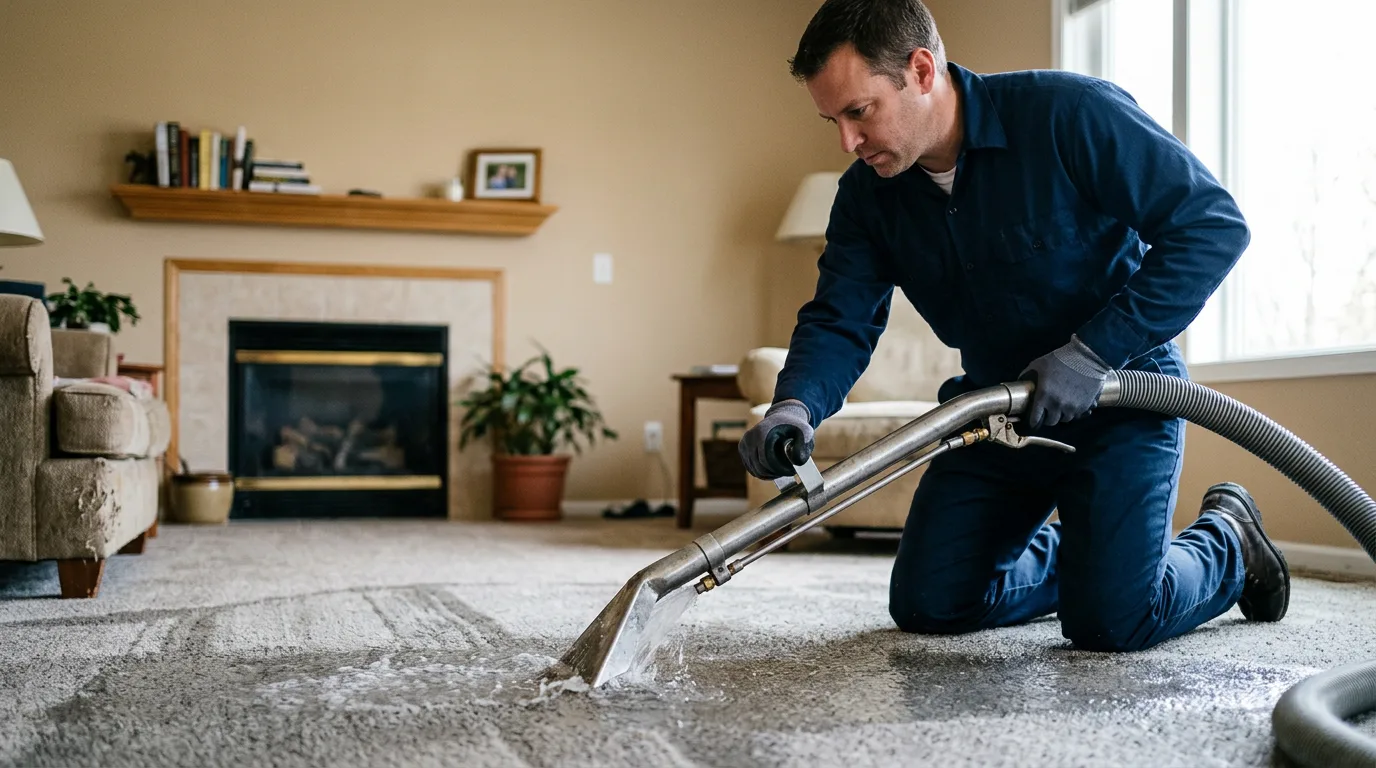 Water damage restoration technician working near New Auburn, WI